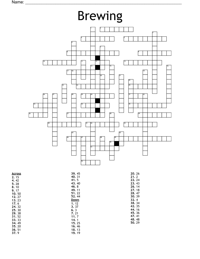 Brewing Crossword