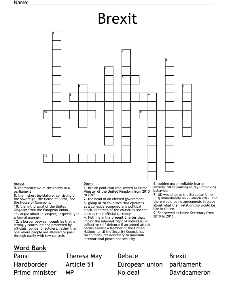 Brexit Crossword