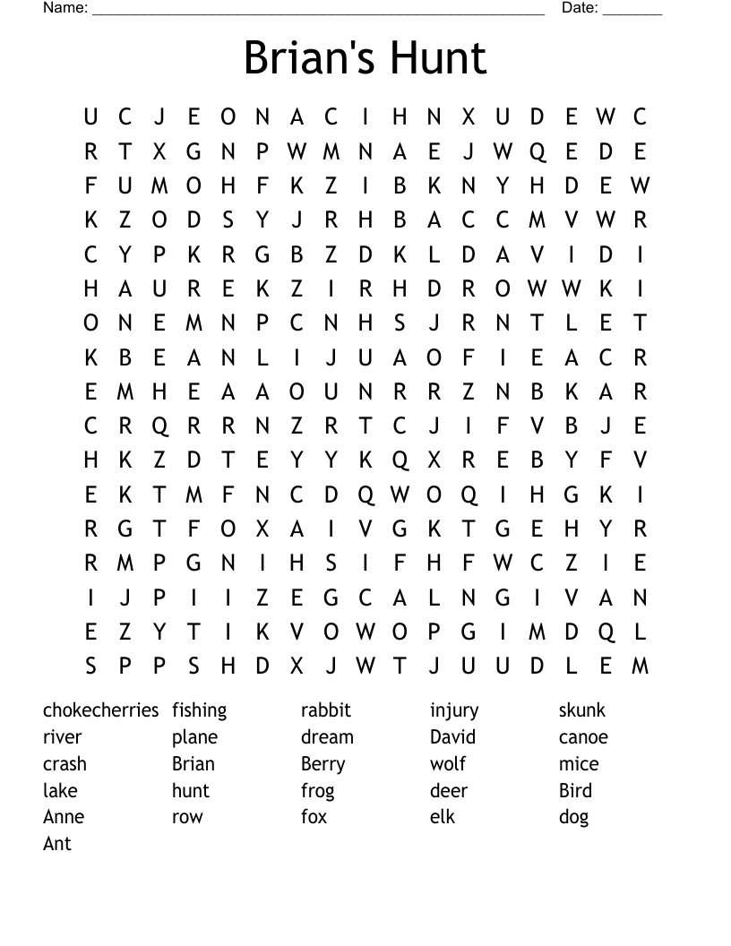 Brian's Hunt Word Search