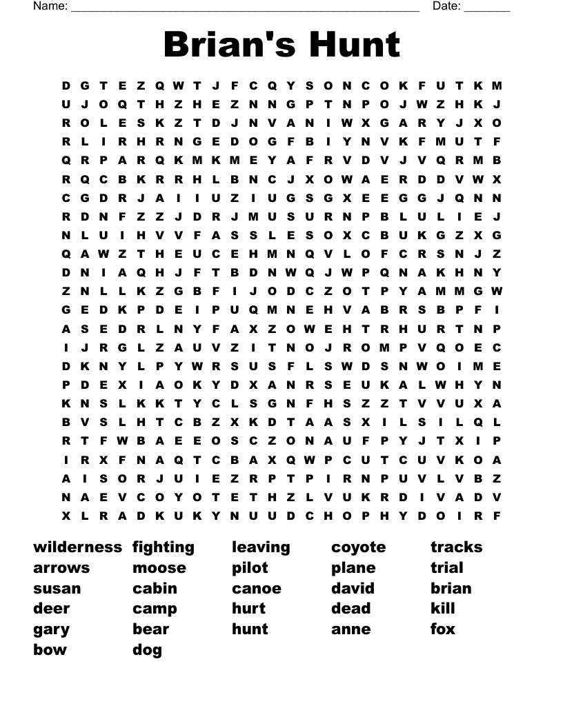 Brian's Hunt Word Search