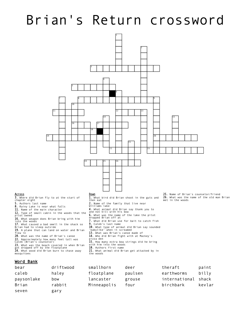 Brian's Return crossword