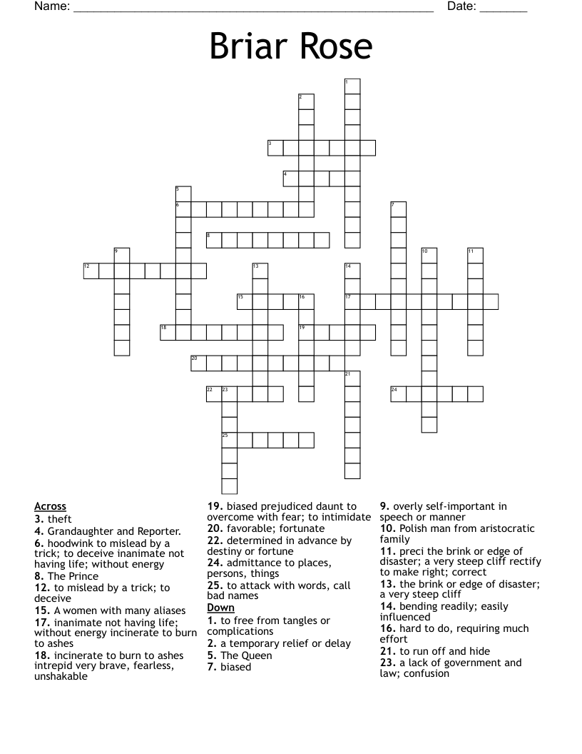Briar Rose Crossword