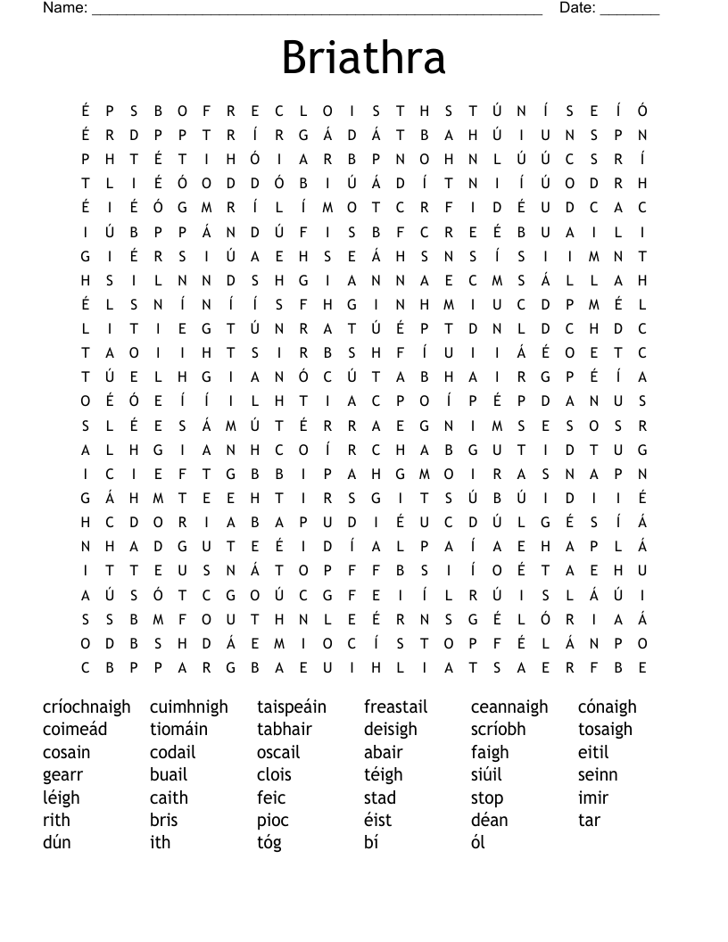 Briathra Word Search
