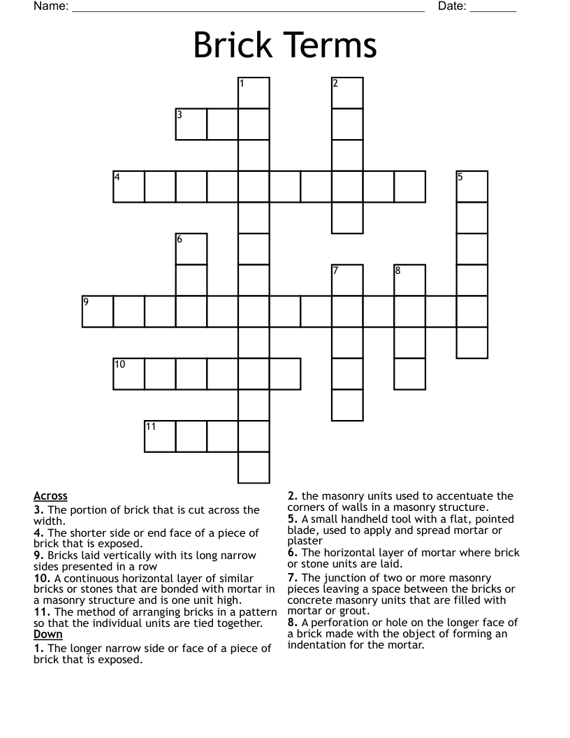 Brick Terms Crossword