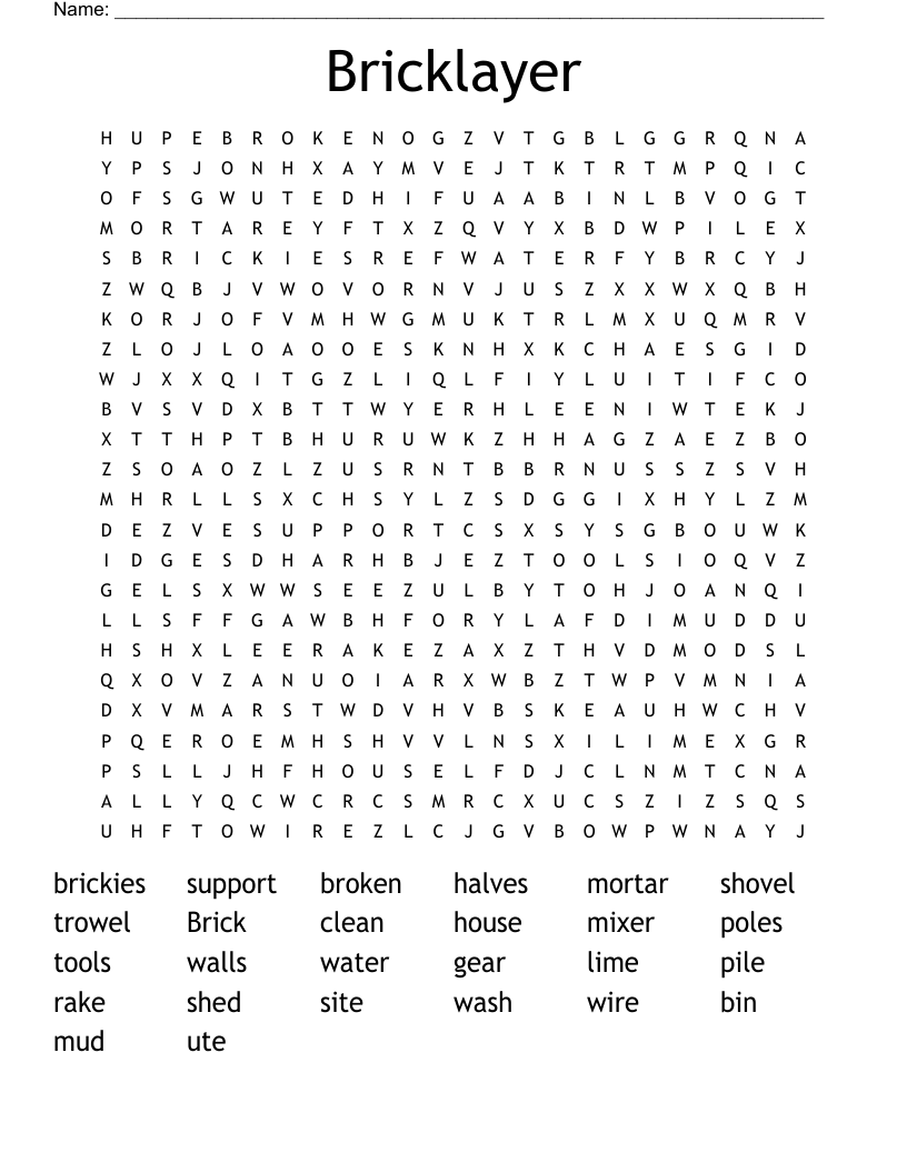 Bricklayer Word Search
