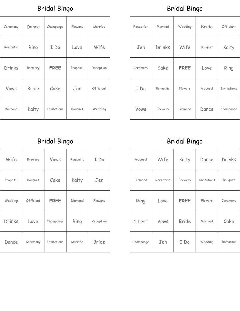 Bridal Bingo