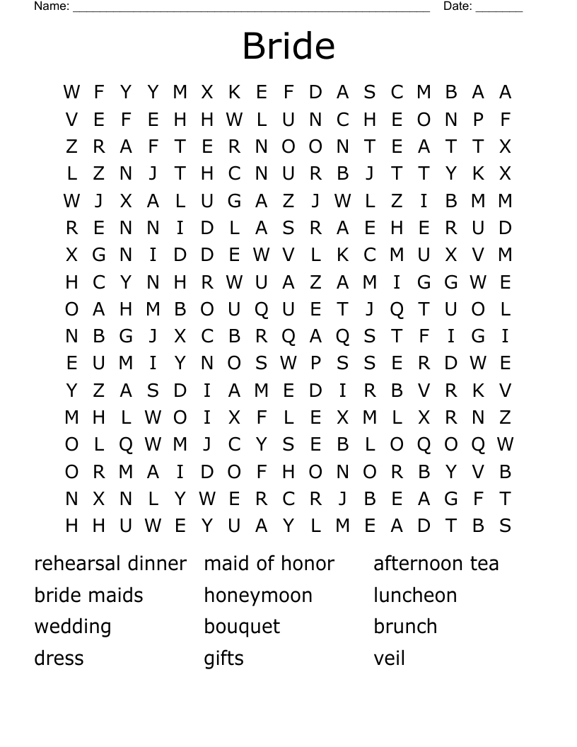 Bride Word Search