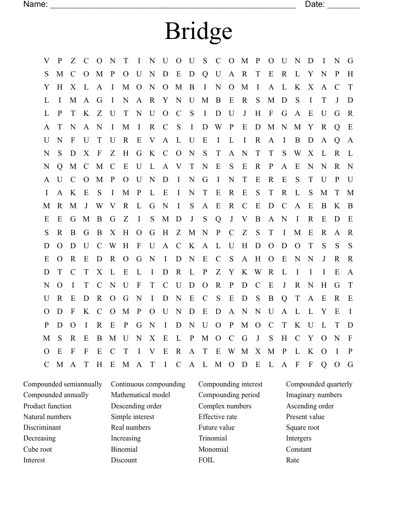 Bridge Word Search