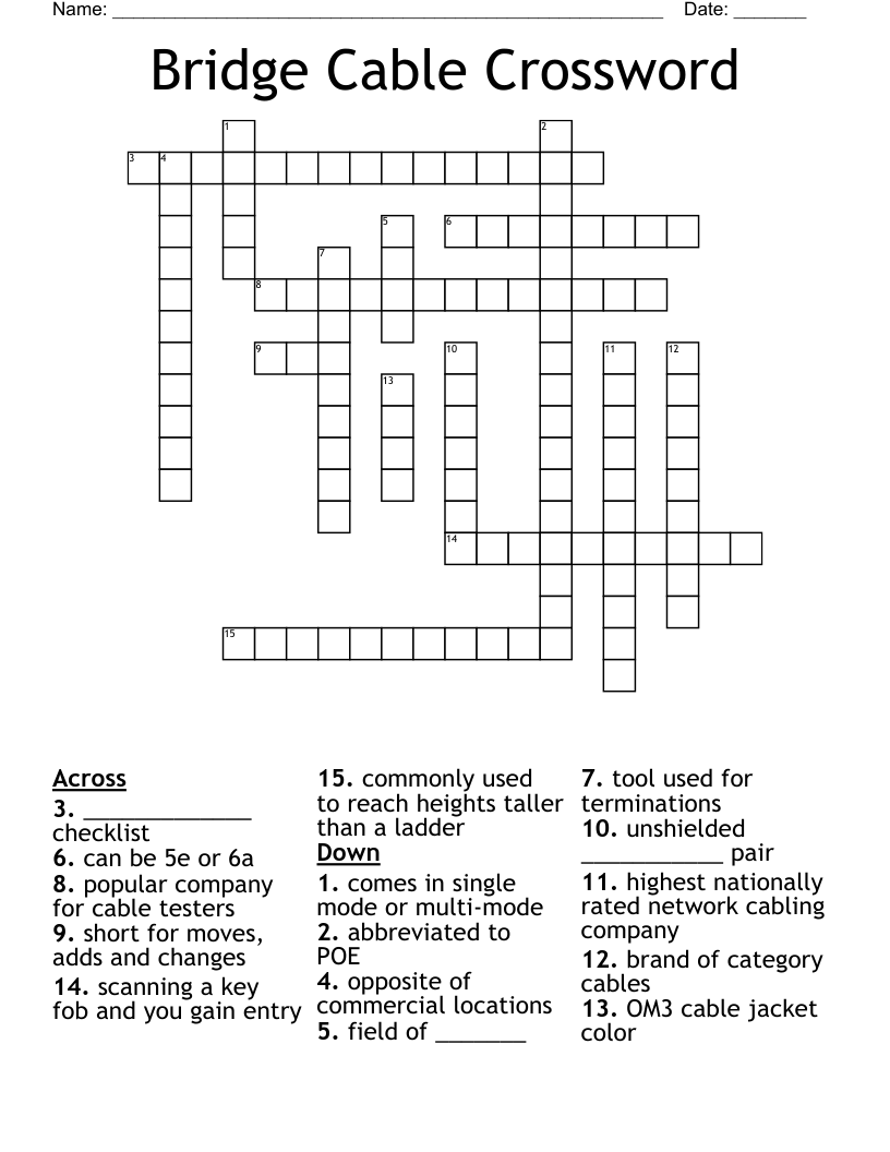 Bridge Cable Crossword