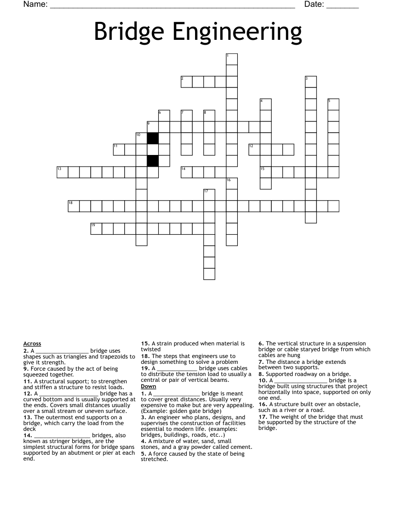 Bridge Engineering Crossword