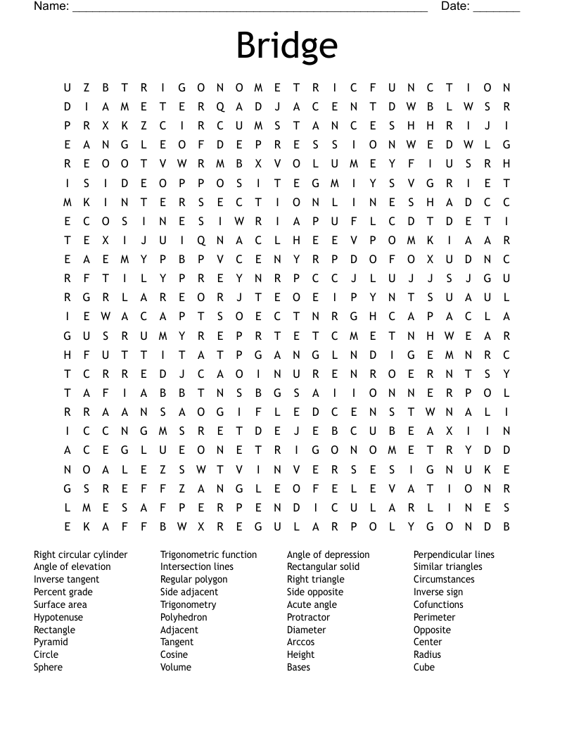Bridge  Word Search