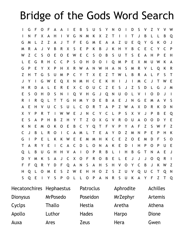 Bridge of the Gods Word Search