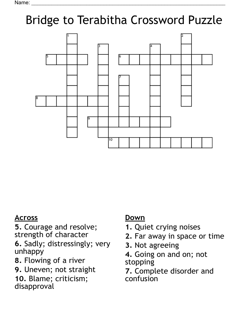 Bridge to Terabitha Crossword Puzzle