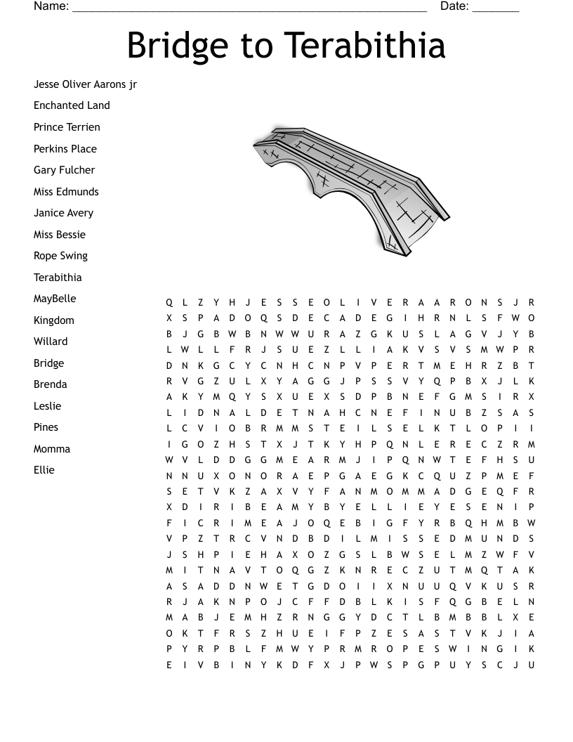 Bridge to Terabithia Word Search