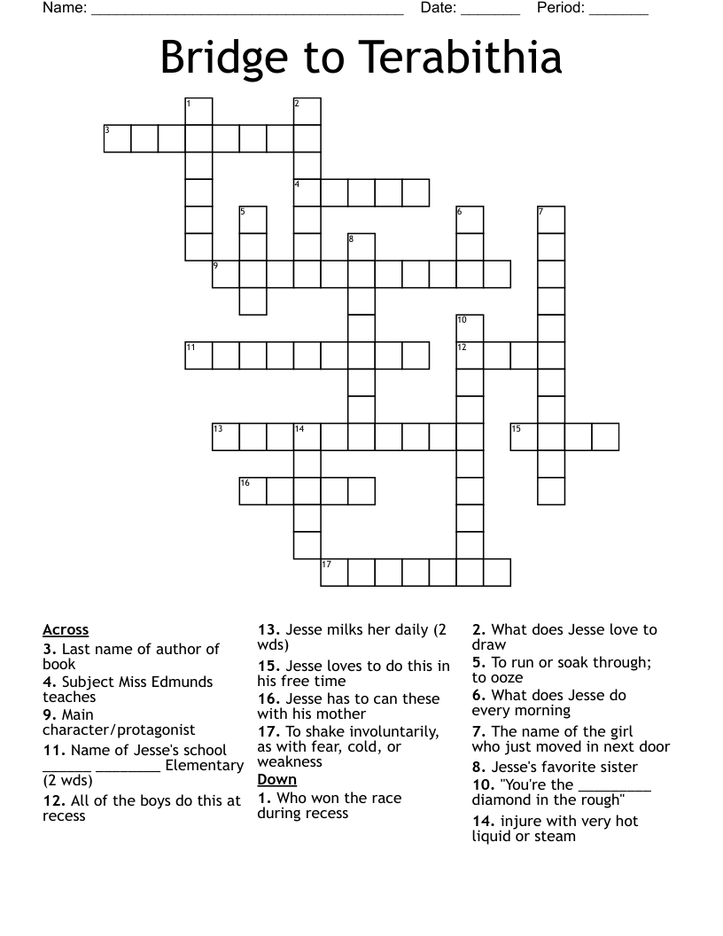 Bridge to Terabithia Crossword