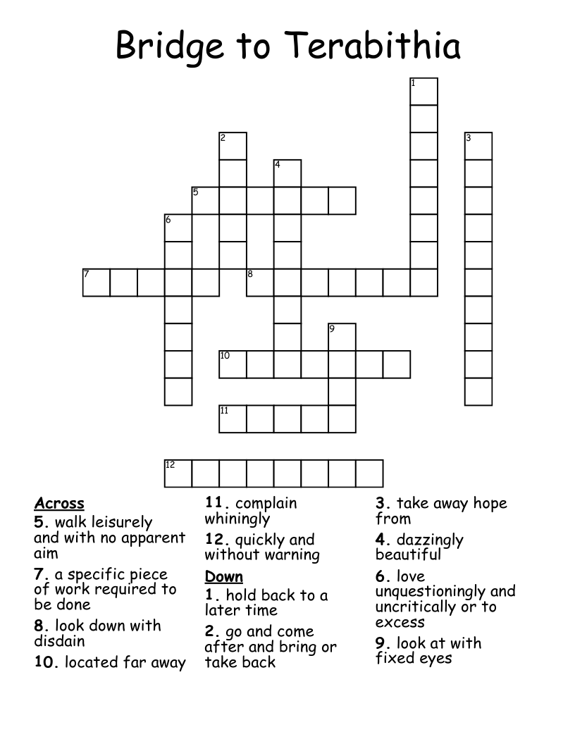 Bridge to Terabithia Crossword