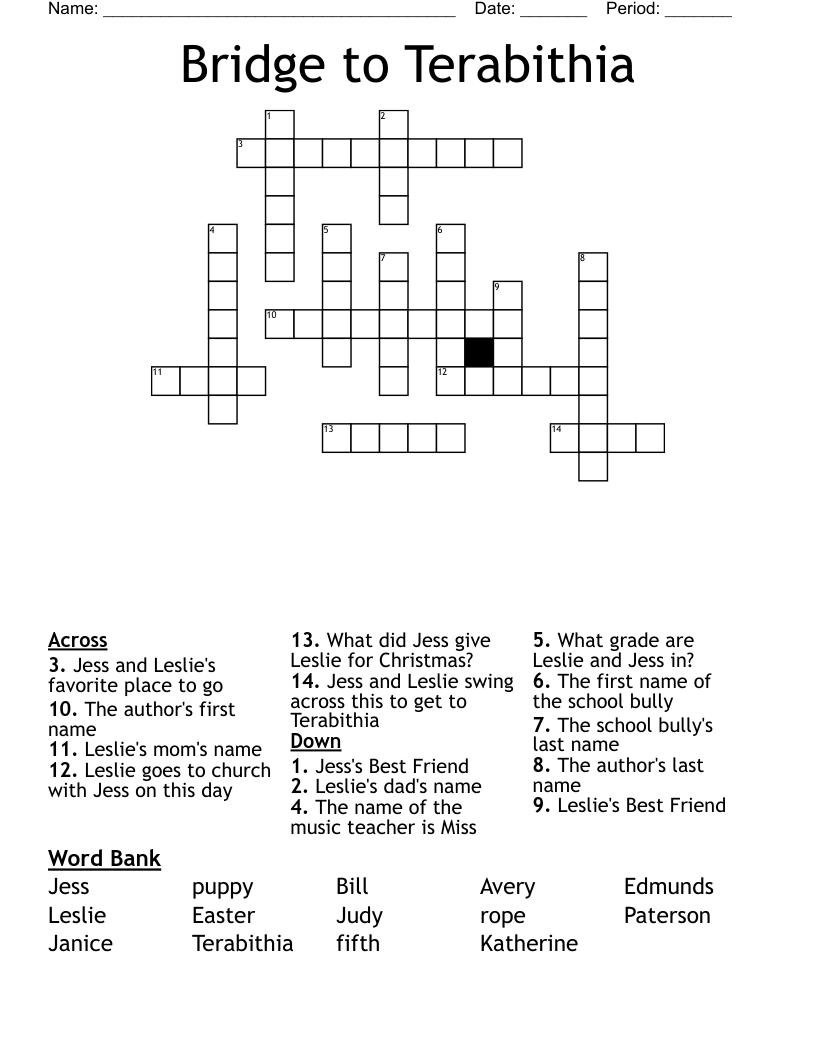 Bridge to Terabithia Crossword