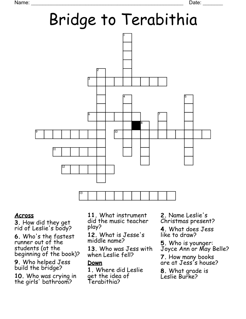 Bridge to Terabithia Crossword