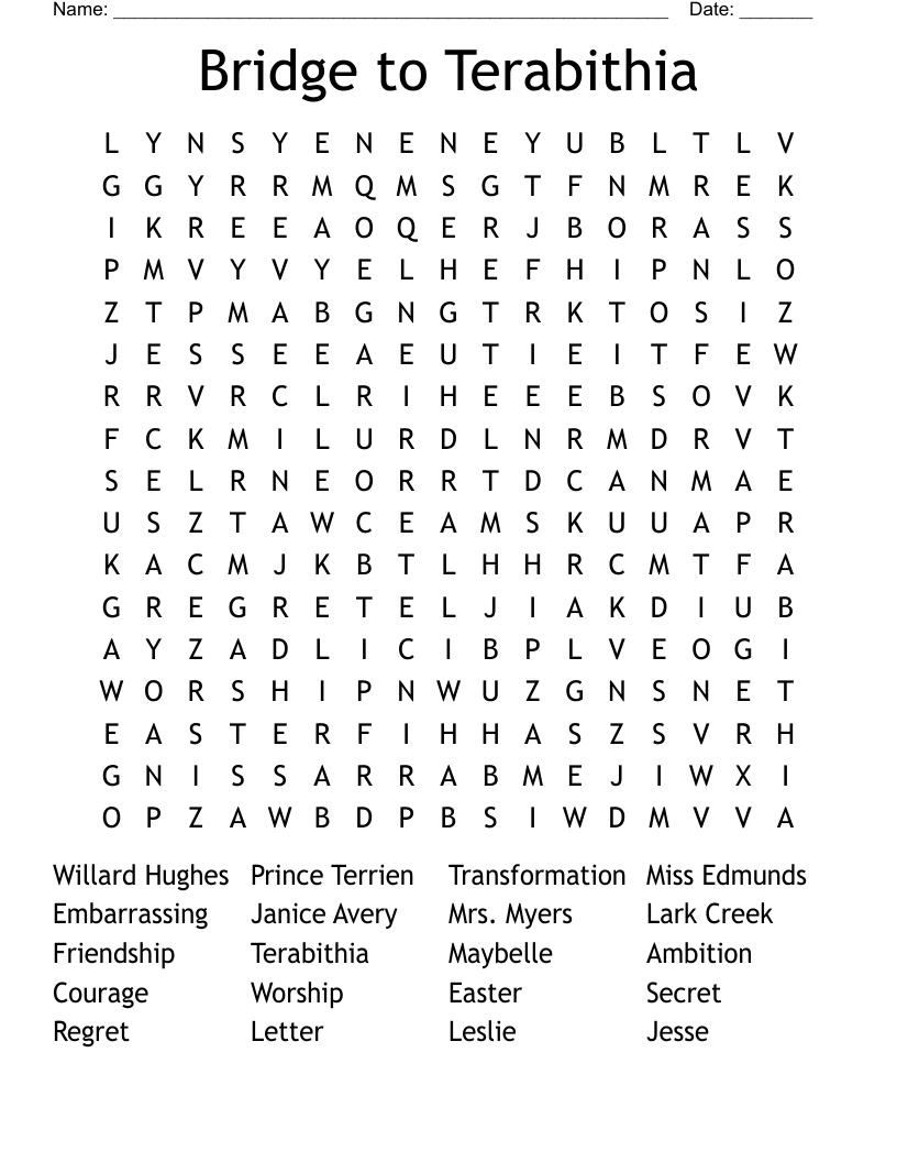 Bridge to Terabithia  Word Search