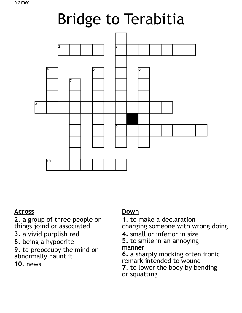 Bridge to Terabitia Crossword