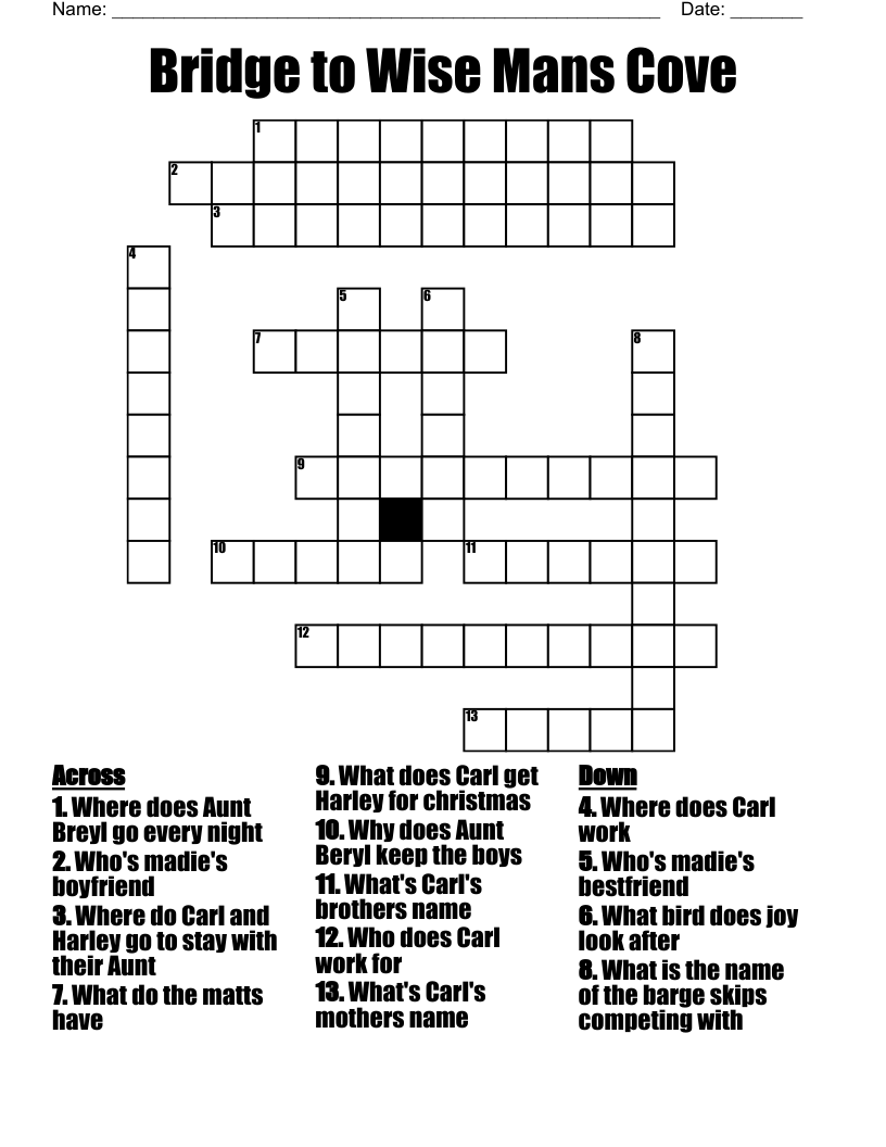 Bridge to Wise Mans Cove Crossword