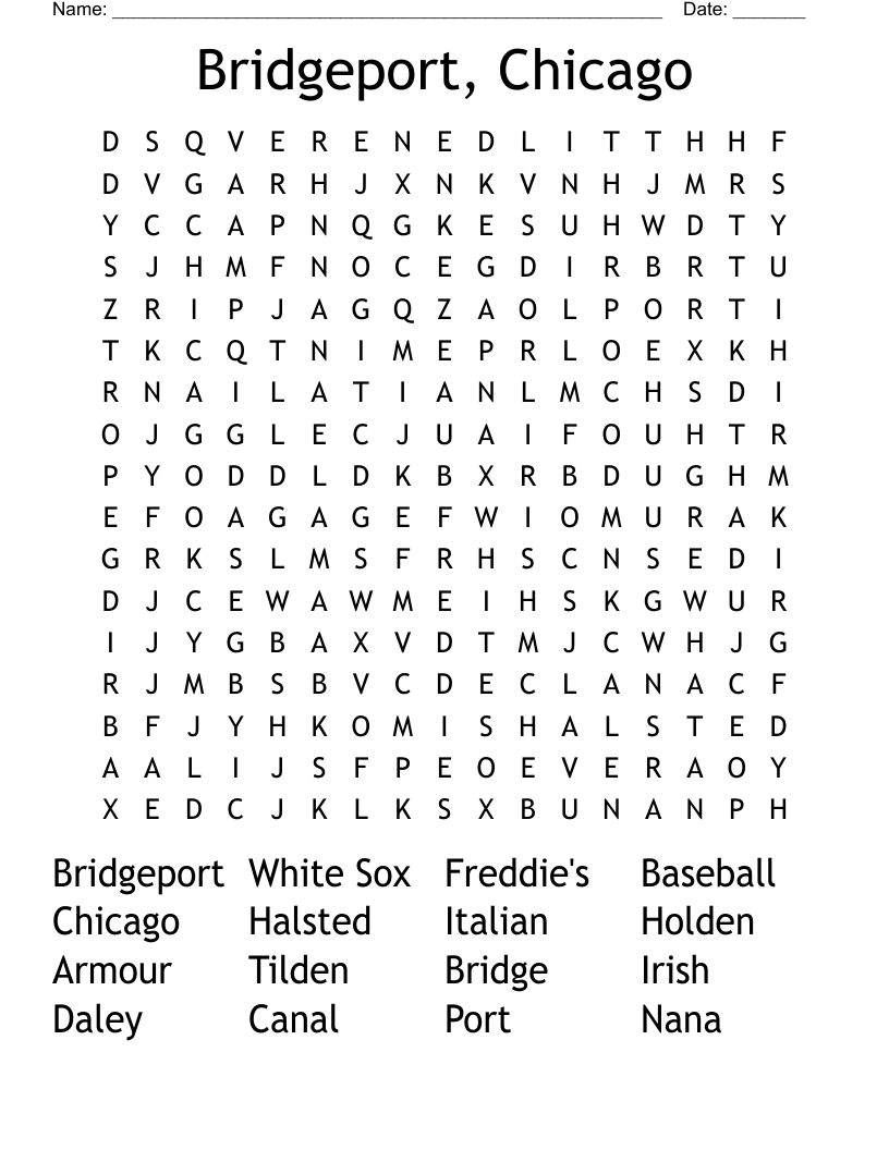 Bridgeport, Chicago  Word Search