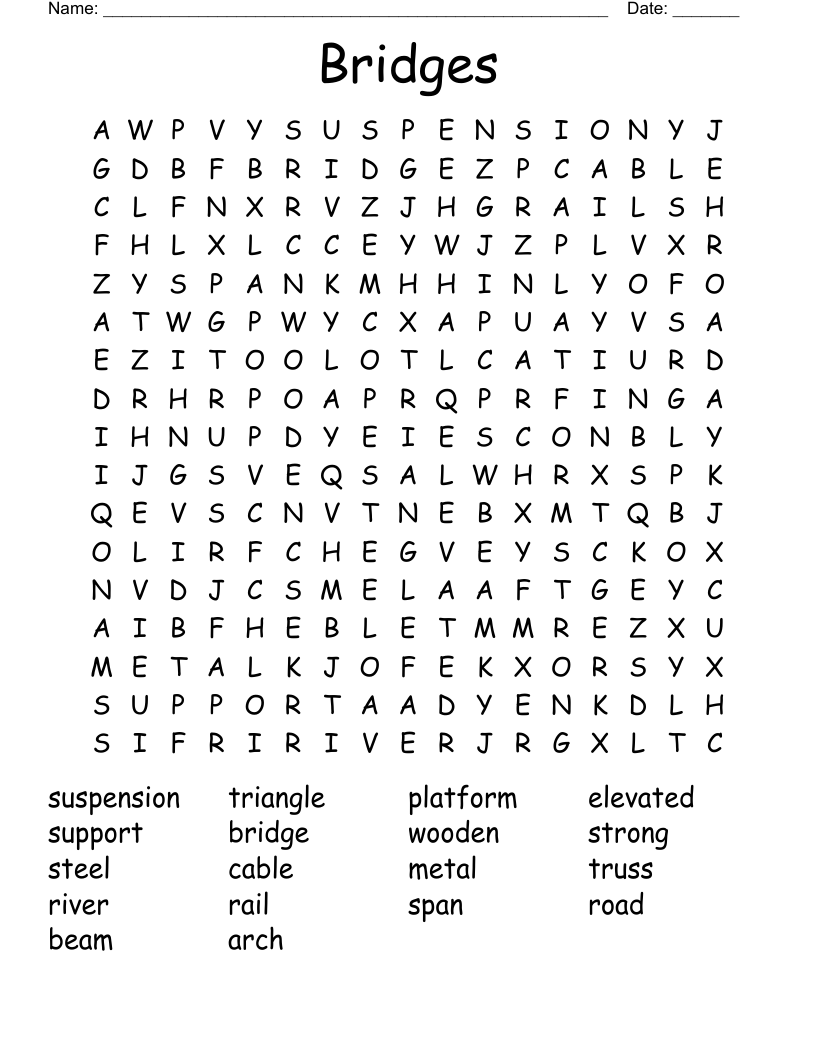 Bridges Word Search