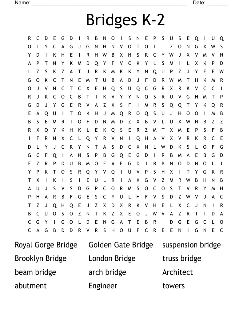 Bridges K-2 Word Search