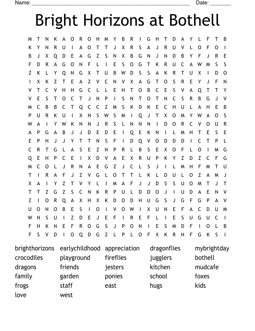 Bright Horizons at Bothell Word Search