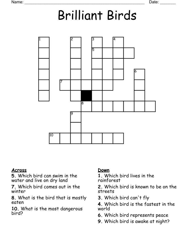 Brilliant Birds Crossword