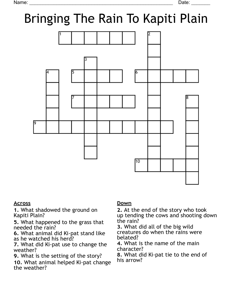 Bringing The Rain To Kapiti Plain Crossword