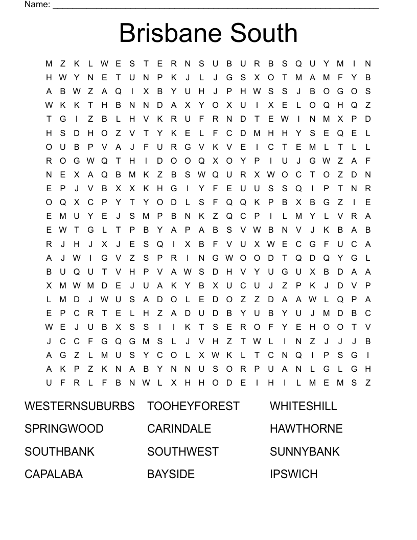 Brisbane South Word Search