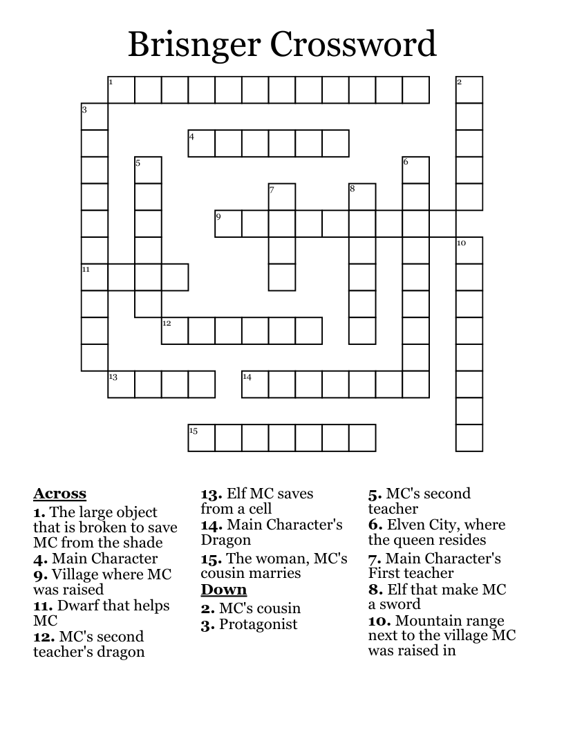 Brisnger Crossword