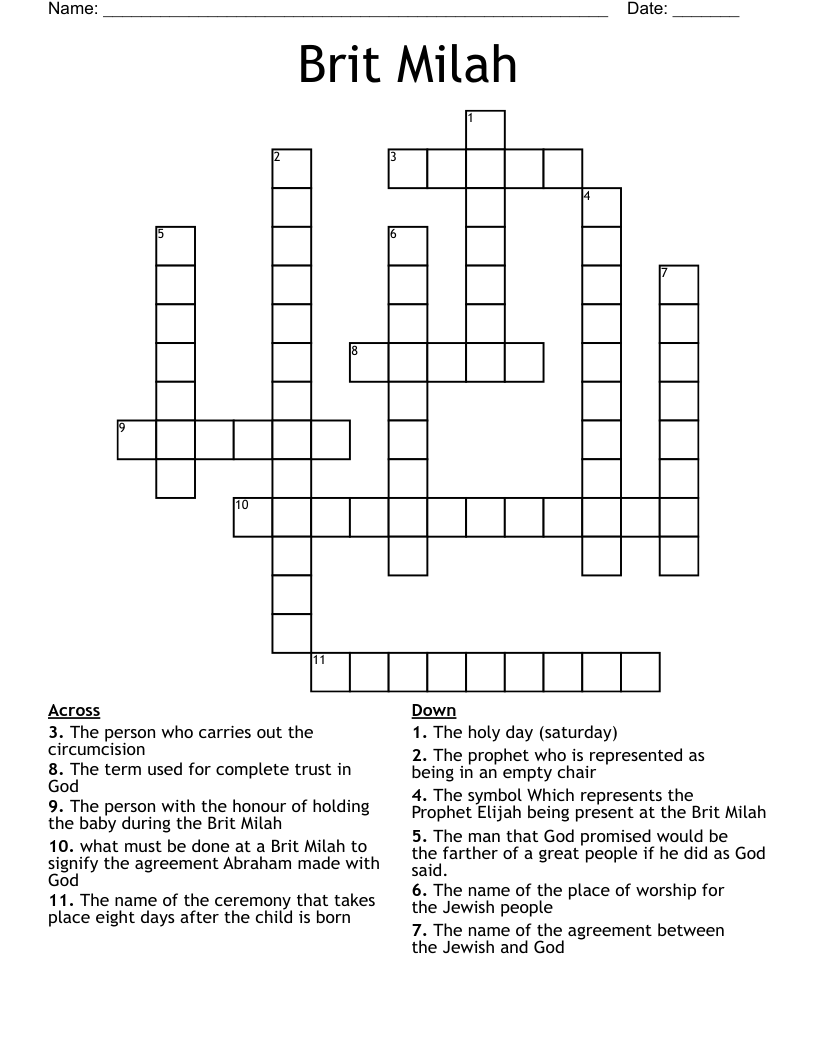 Brit Milah Crossword