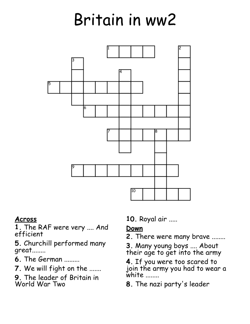 Britain in ww2 Crossword