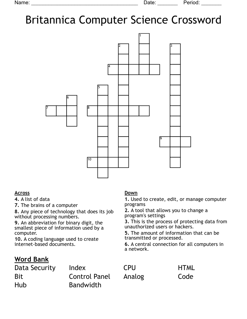 Britannica Computer Science Crossword