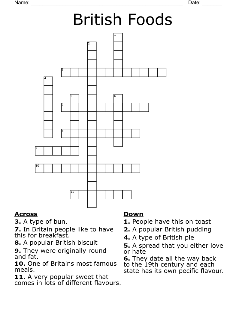 British Foods Crossword