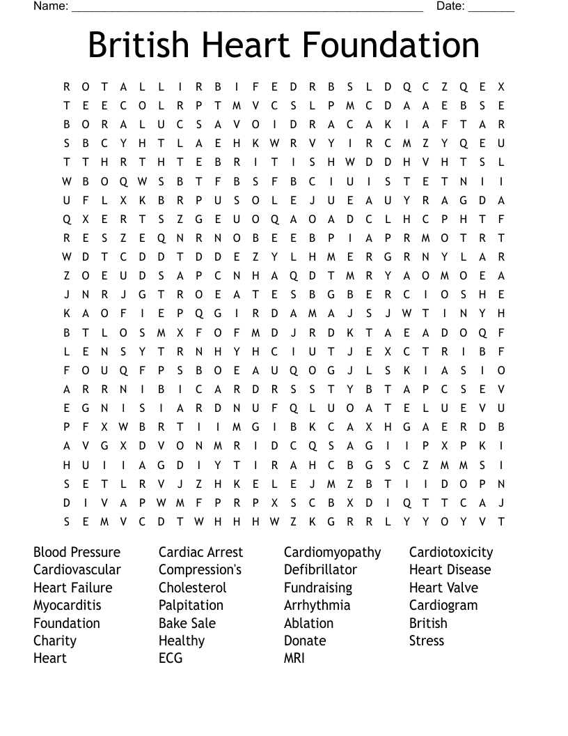 British Heart Foundation  Word Search