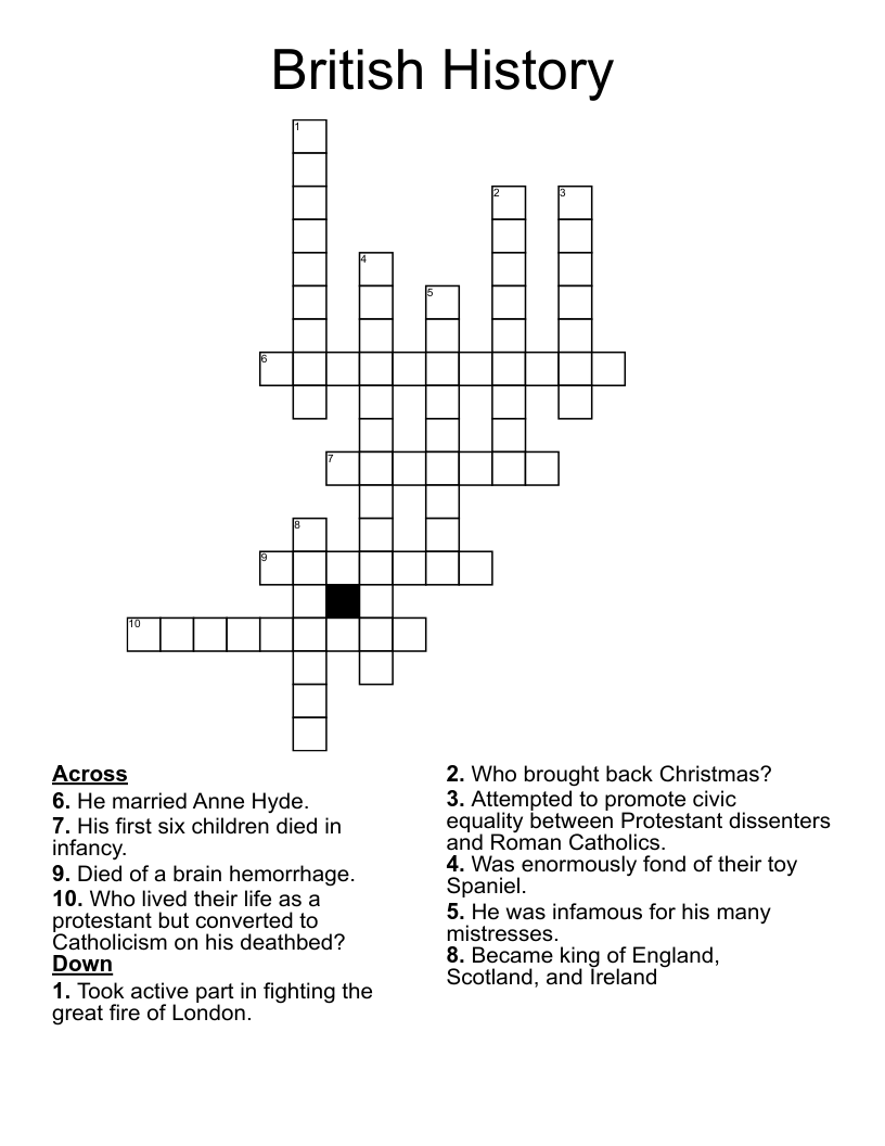 British History Crossword