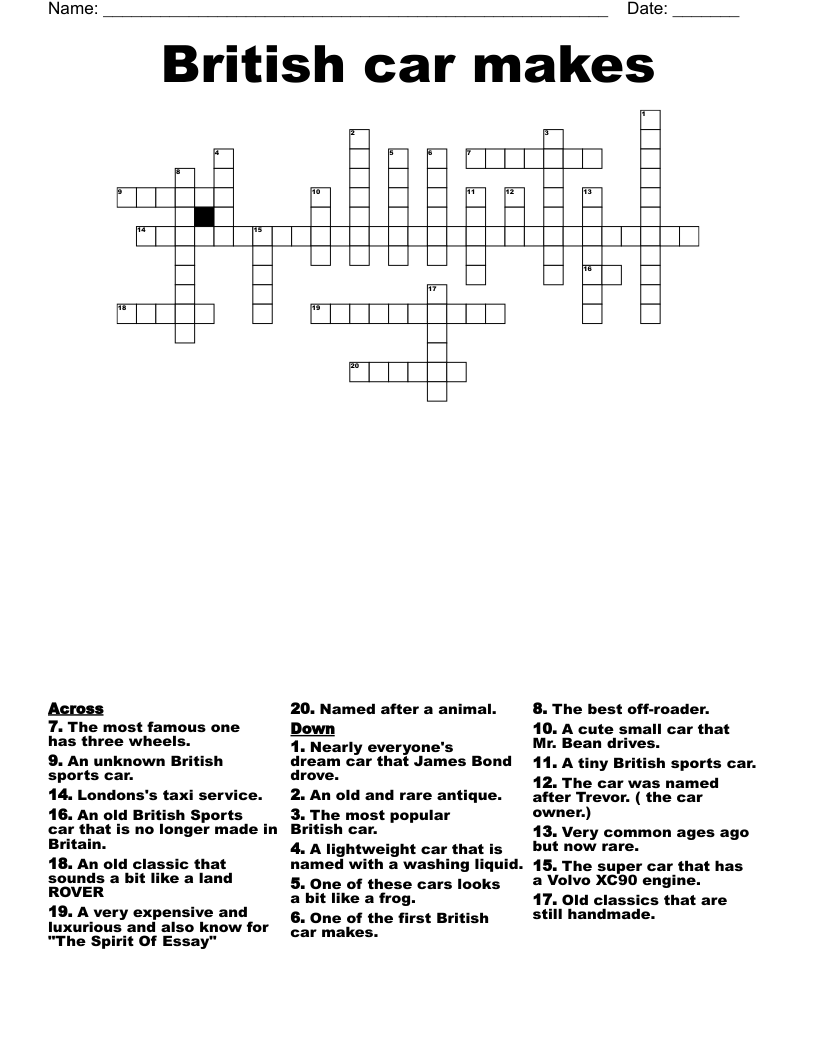 British car makes Crossword