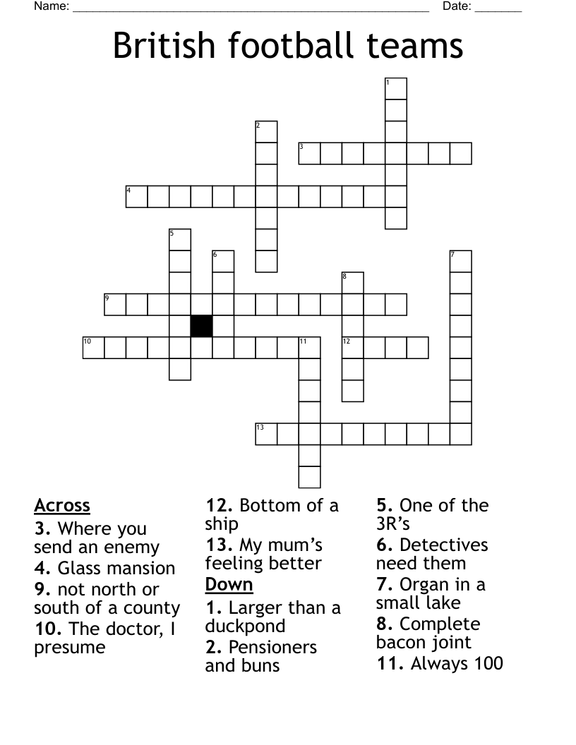 British football teams Crossword