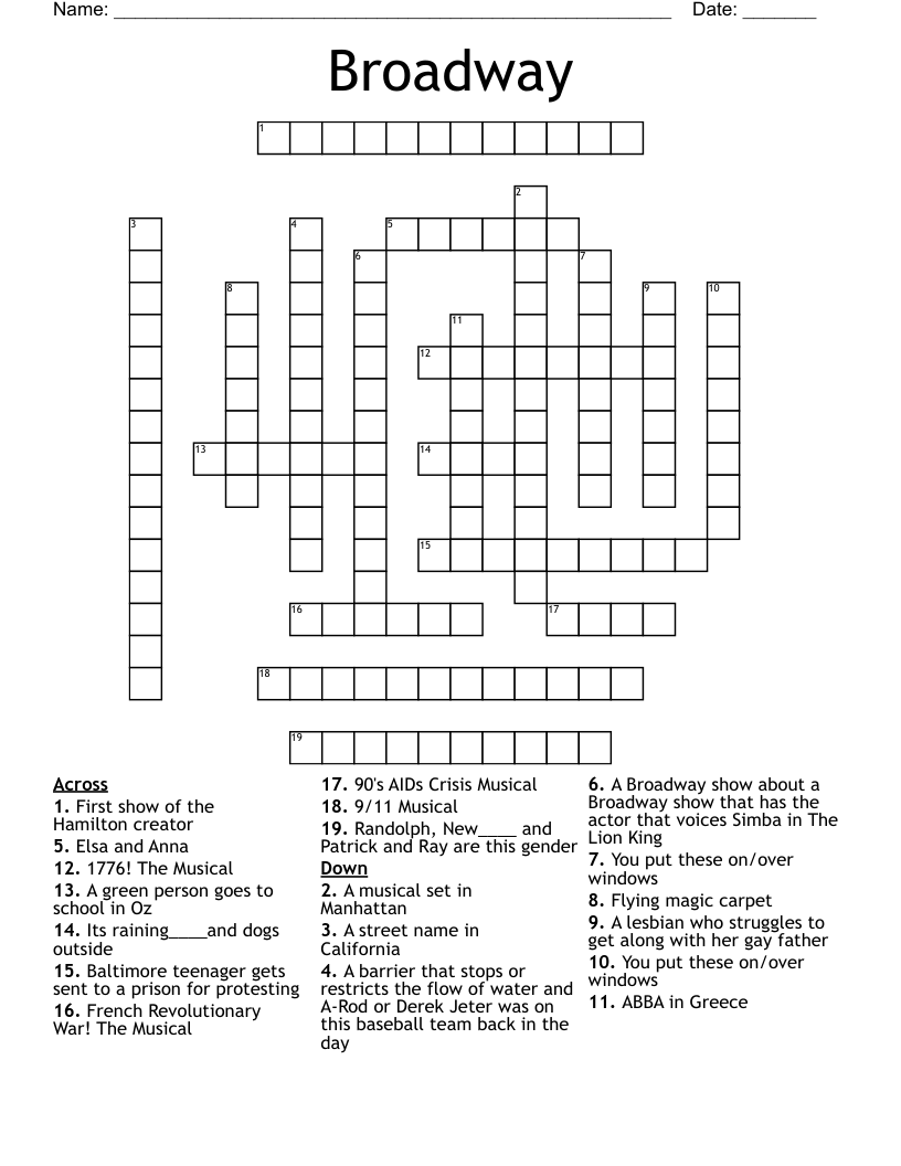 Broadway Crossword