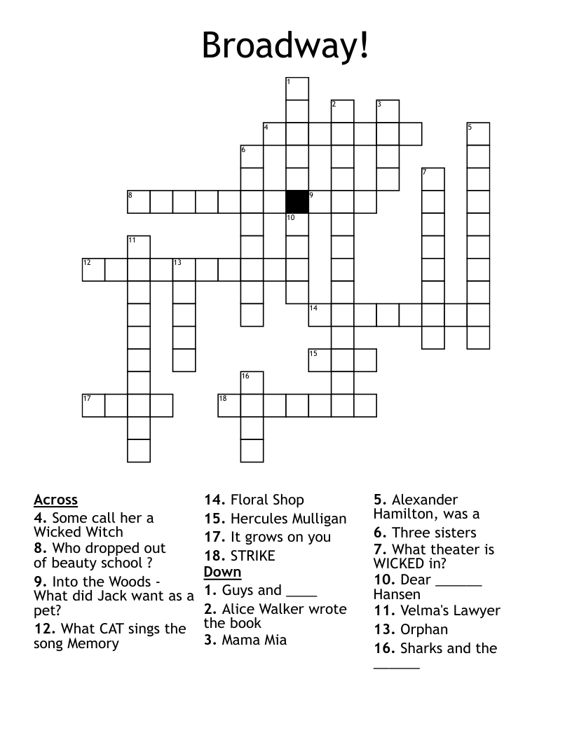 Broadway! Crossword
