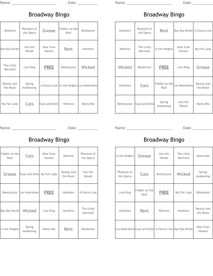 Broadway Bingo