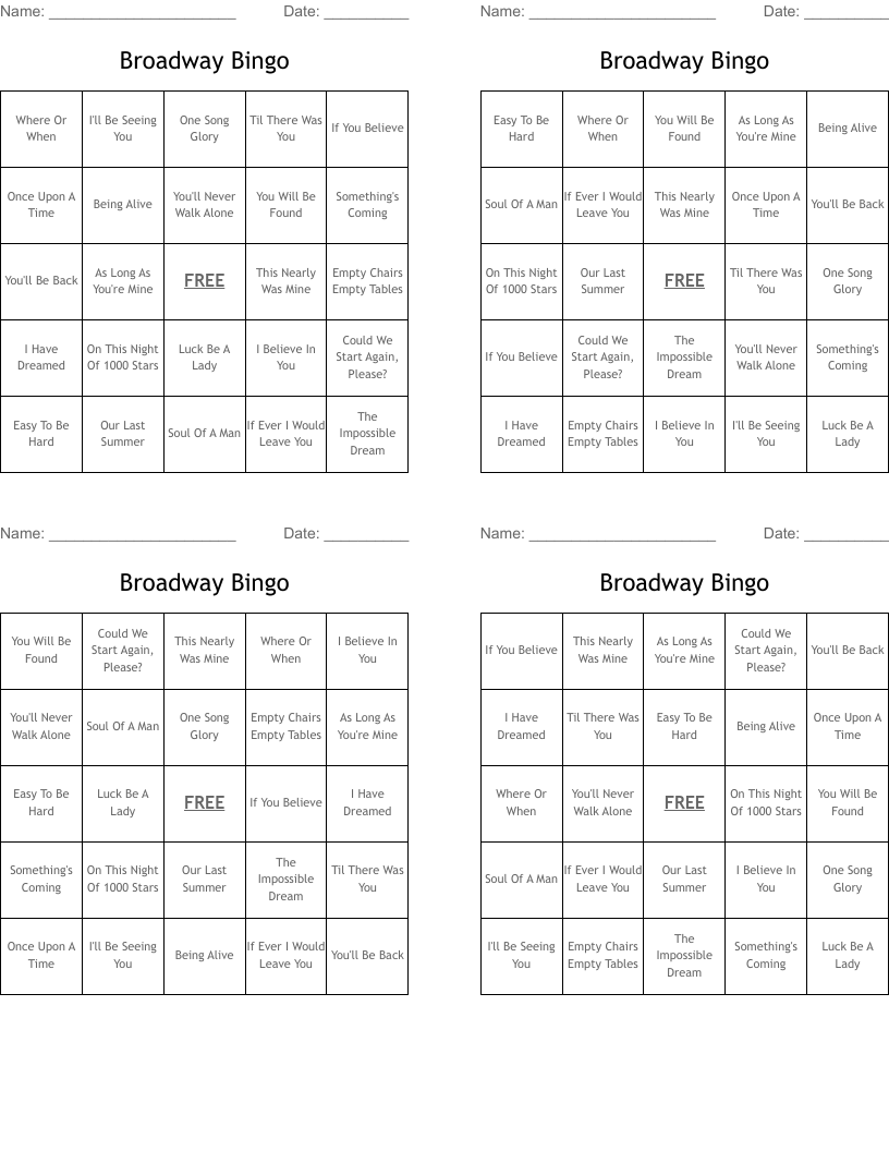 Broadway Bingo