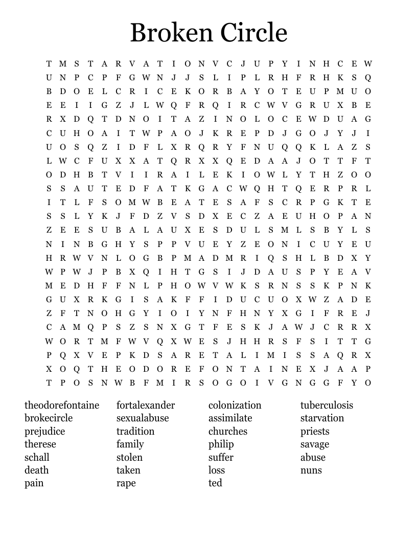Broken Circle  Word Search
