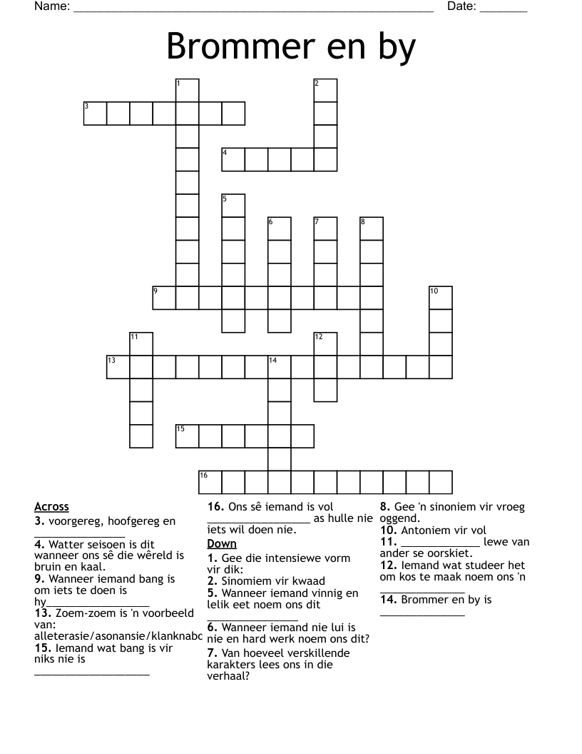 Brommer en by  Crossword