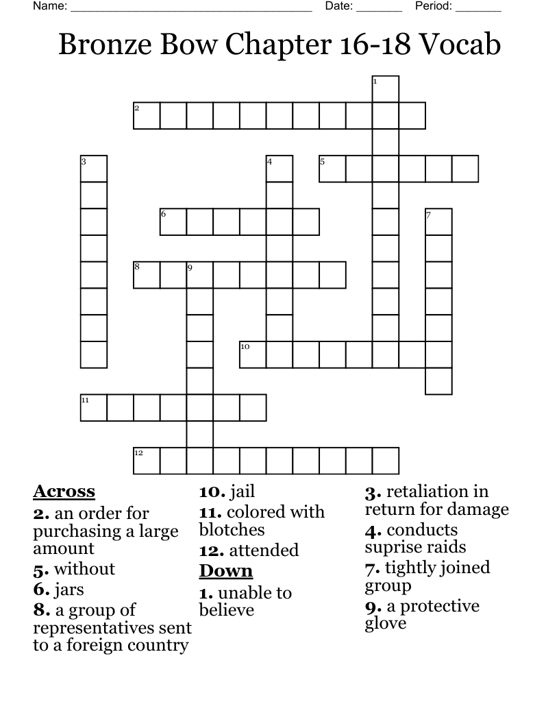 Bronze Bow Chapter 16-18 Vocab Crossword