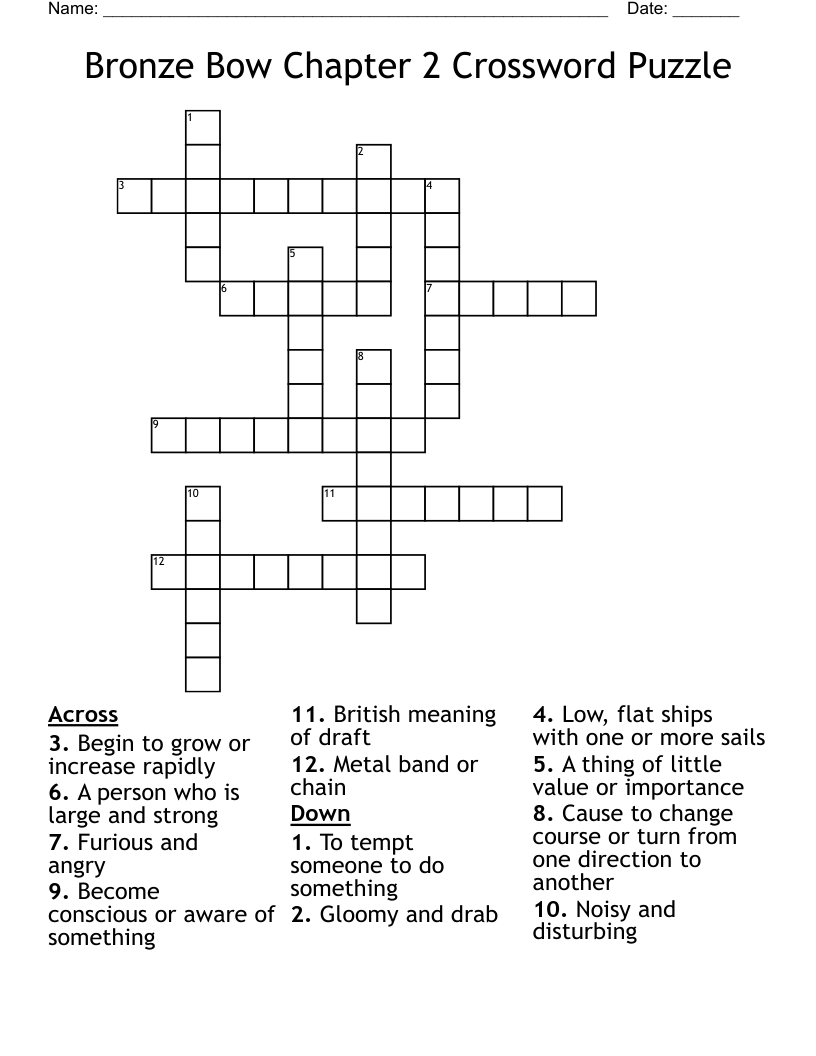 Bronze Bow Chapter 2 Crossword Puzzle