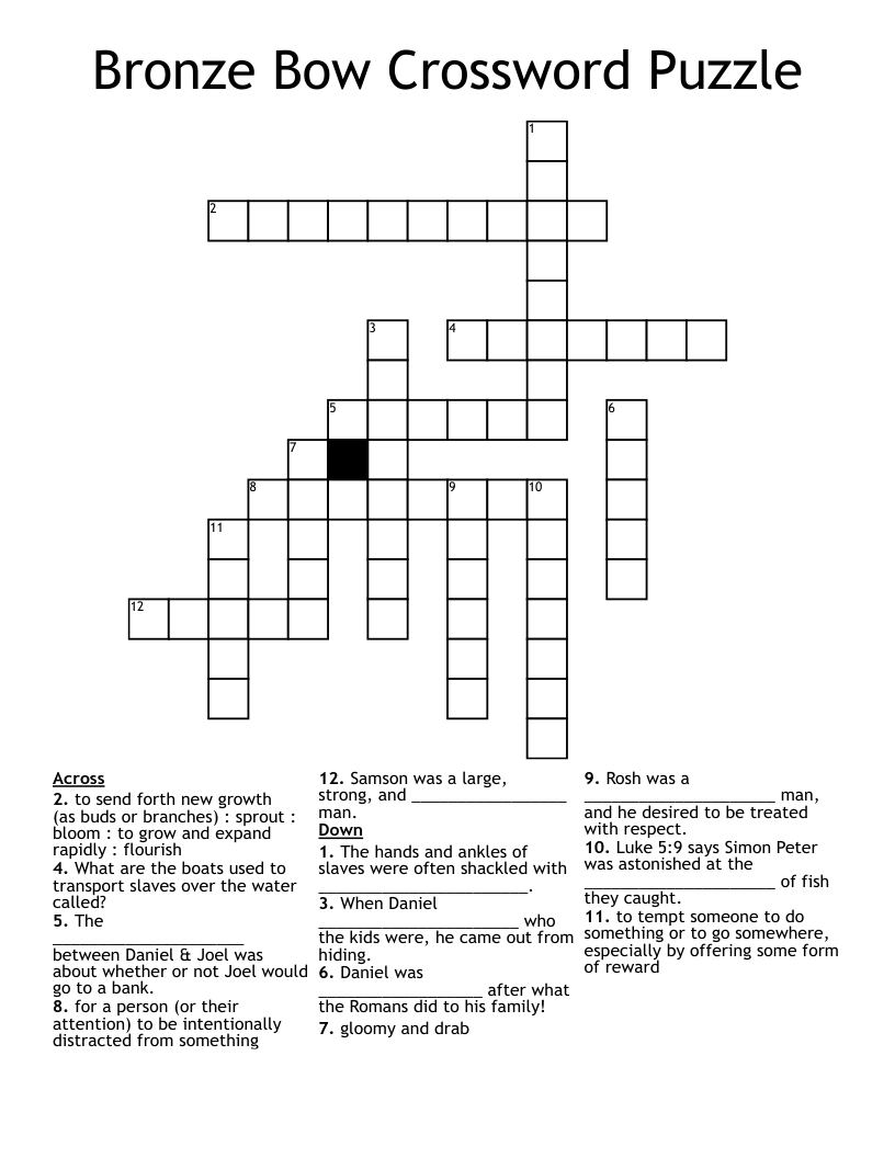 Bronze Bow Crossword Puzzle